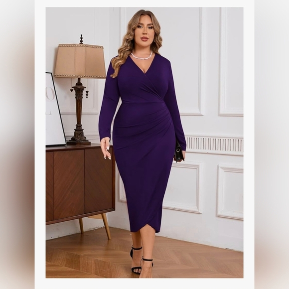 ZOMVA Plus Size Wrap Cocktalil Dress #1024 - Picture 8 of 11